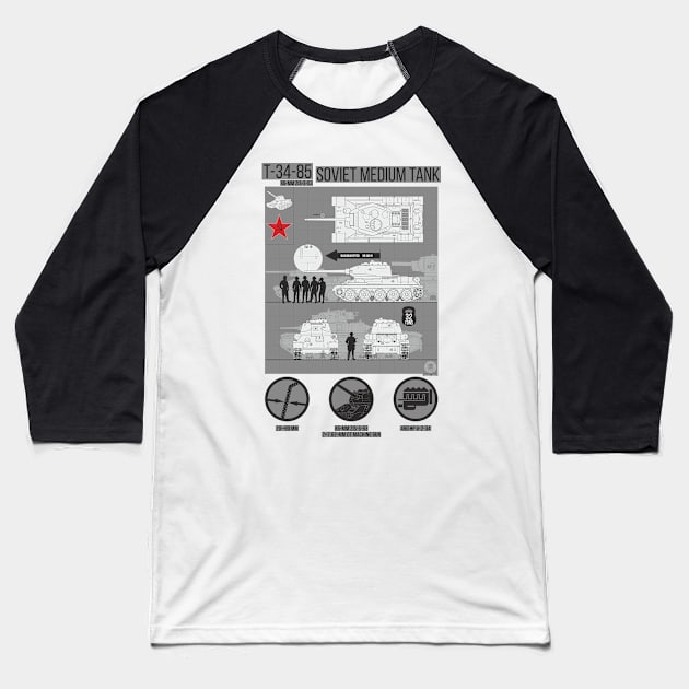 Infographics T 34 85 Baseball T-Shirt by FAawRay